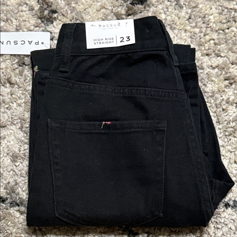 PacSun Black Cropped Jeans with Pink Details - Picture 10 of 12